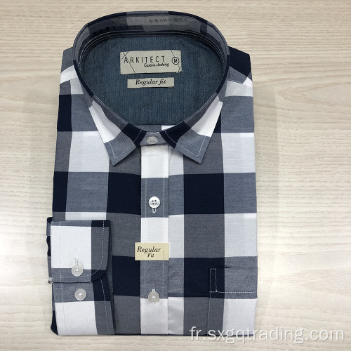 Chemise à manches longues à carreaux teints en fil cvc pour homme